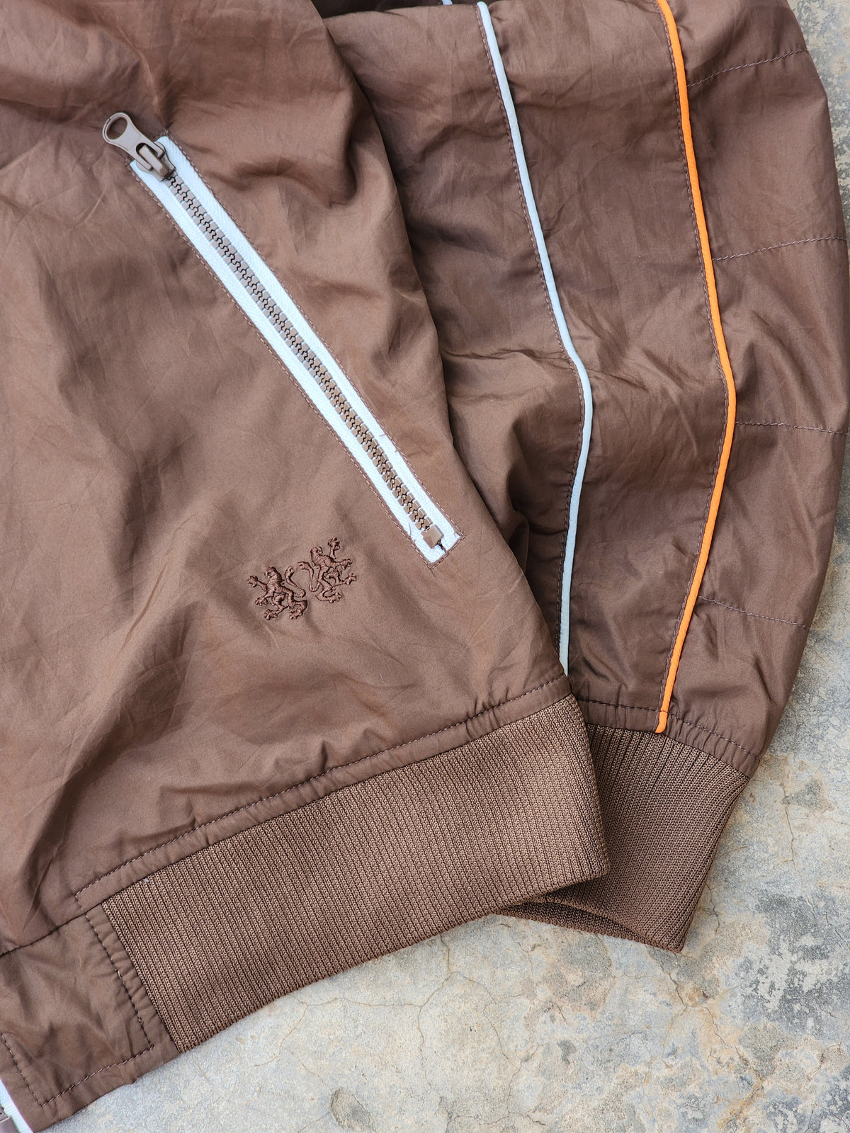 Vintage Crosshatch Brown Racing Windbreaker (M/L)