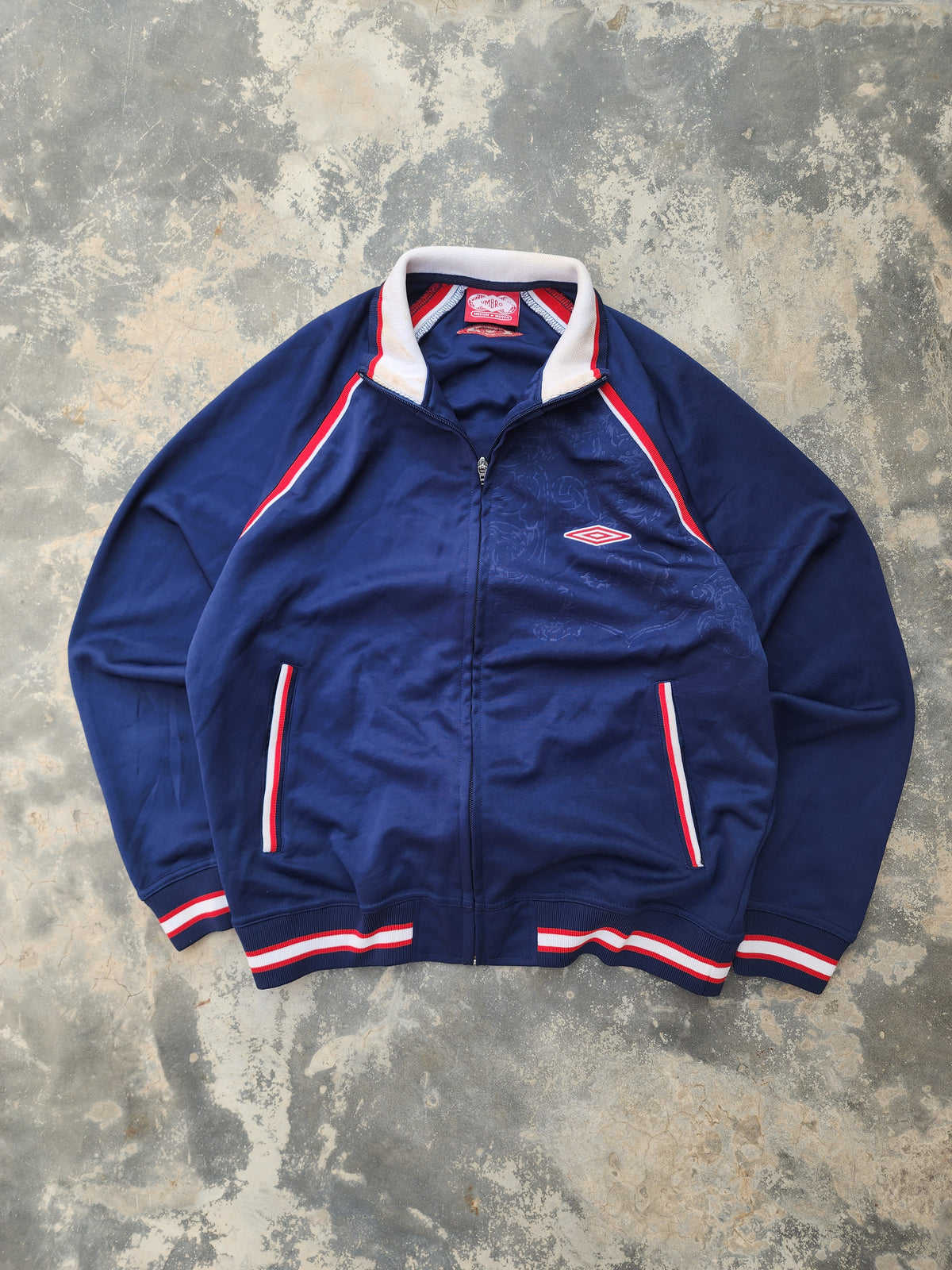 90s Vintage Umbro Dark Blue Engraving Windbreaker / TrackJacket (S)