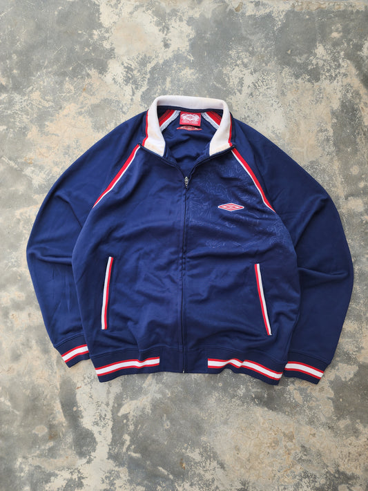 90s Vintage Umbro Dark Blue Engraving Windbreaker / TrackJacket (S)