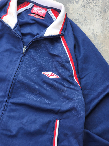 90s Vintage Umbro Dark Blue Engraving Windbreaker / TrackJacket (S)