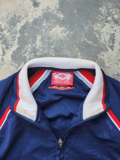 90s Vintage Umbro Dark Blue Engraving Windbreaker / TrackJacket (S)