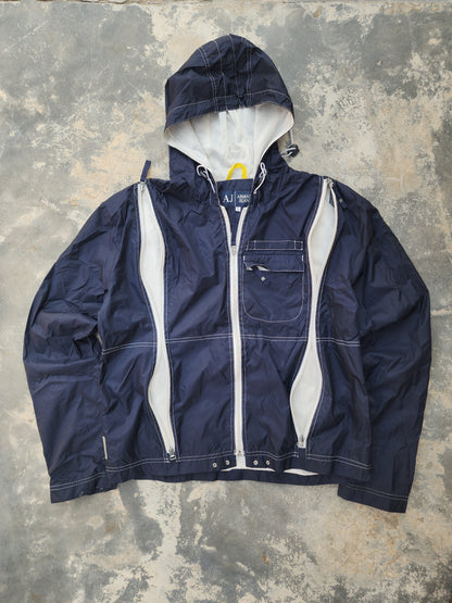 Vintage Armani Jeans Y2K Multi-Zip Heavily Ventilated Technical Windbreaker Jacket (M)
