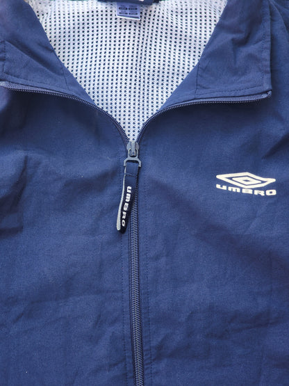 Vintage 2000s Umbro Windbreaker Track Jacket Navy Blue White Red Techwear (S)