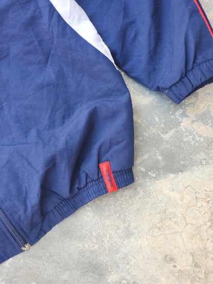 Vintage 2000s Umbro Windbreaker Track Jacket Navy Blue White Red Techwear (S)