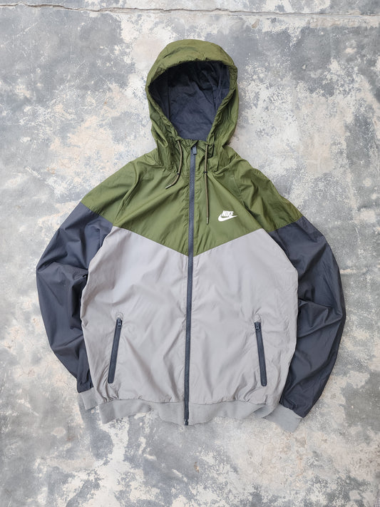 Nike Sportswear Windrunner Men's Hooded Windbreaker Jacket Olive and Grey (M)