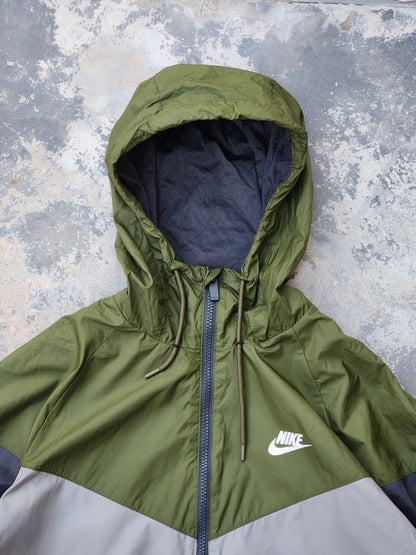 Nike Sportswear Windrunner Men's Hooded Windbreaker Jacket Olive and Grey (M)