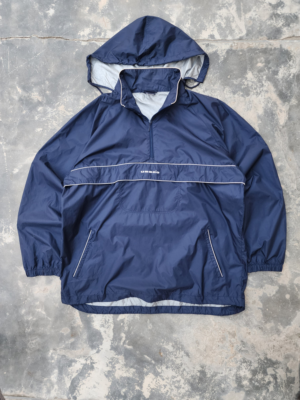 Vintage 1990s Umbro Half-Zip Hooded Anorak Windbreaker Jacket (XXL)