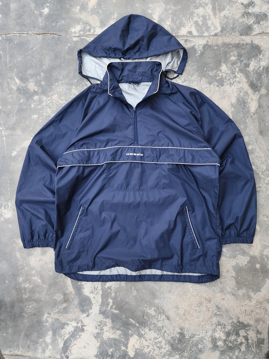 Vintage 1990s Umbro Half-Zip Hooded Anorak Windbreaker Jacket (XXL)