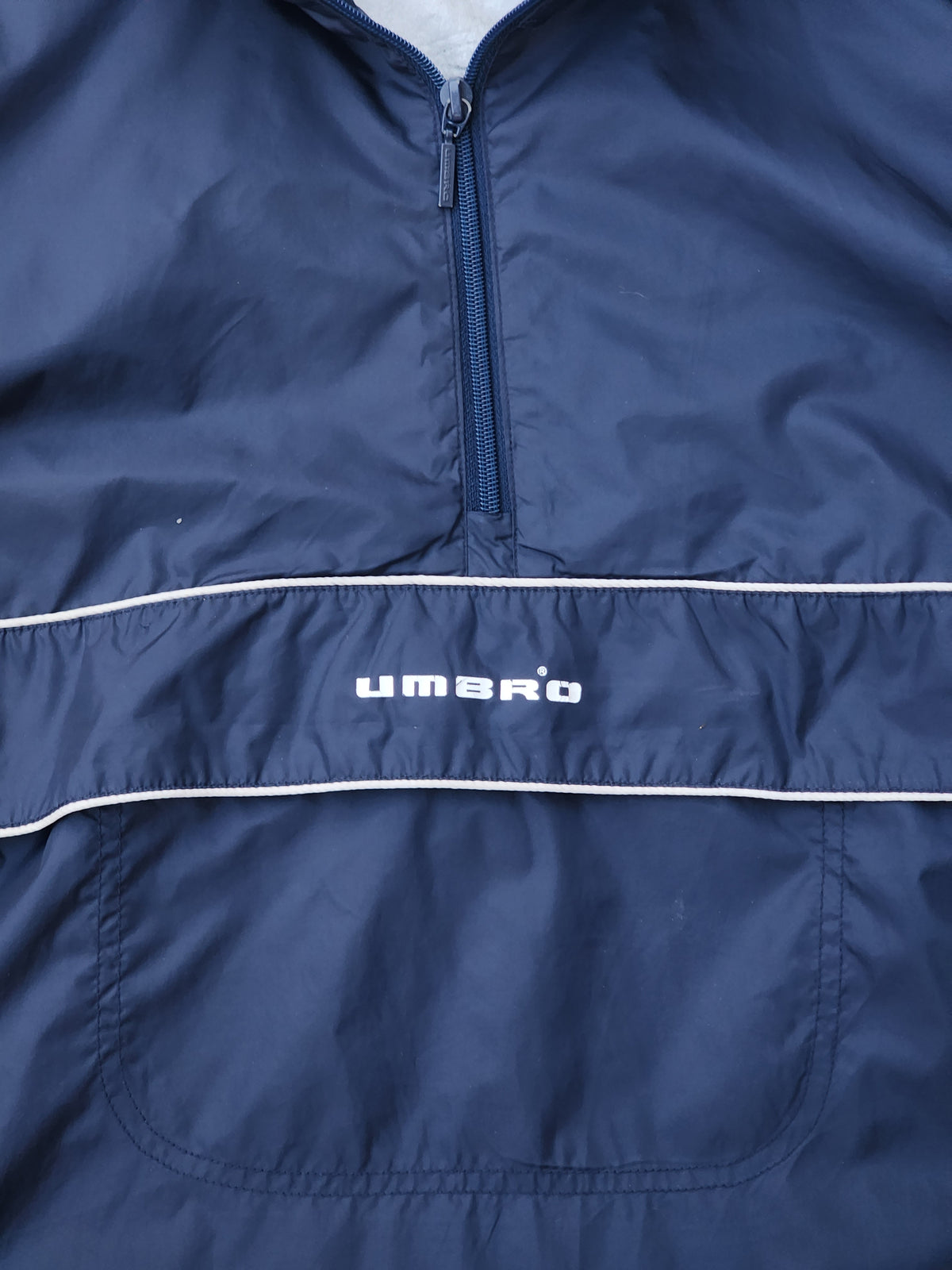 Vintage 1990s Umbro Half-Zip Hooded Anorak Windbreaker Jacket (XXL)