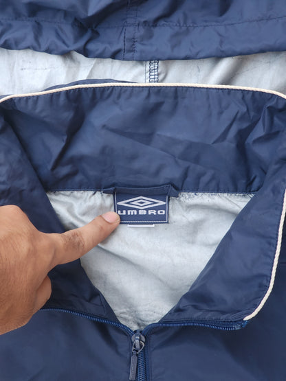 Vintage 1990s Umbro Half-Zip Hooded Anorak Windbreaker Jacket (XXL)