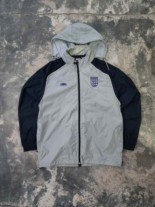 Vintage Umbro 2002–2003 England National Football Team Hooded Rain/Training Windbreaker Jacket (L)