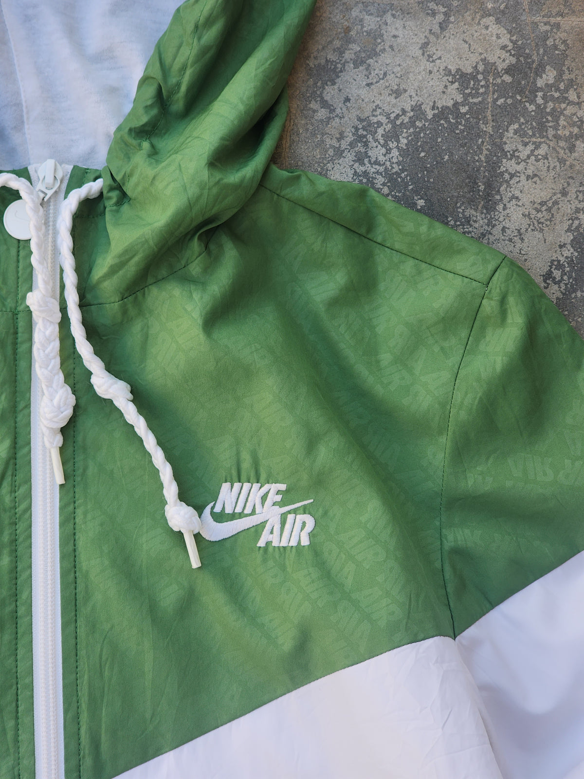 Vintage Nike Air All-Over Print Green / White Monogram Windbreaker Track Jacket (S/XS)