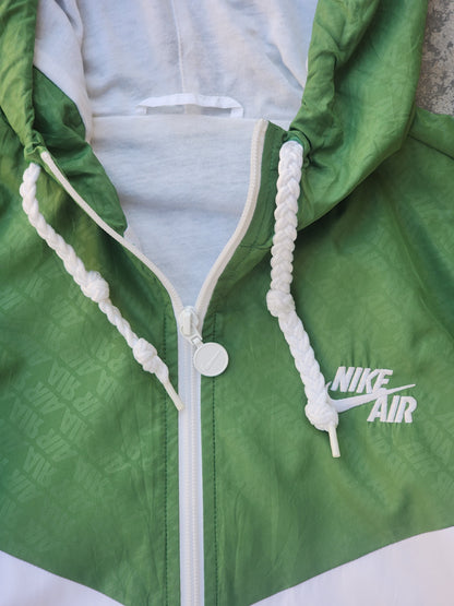 Vintage Nike Air All-Over Print Green / White Monogram Windbreaker Track Jacket (S/XS)