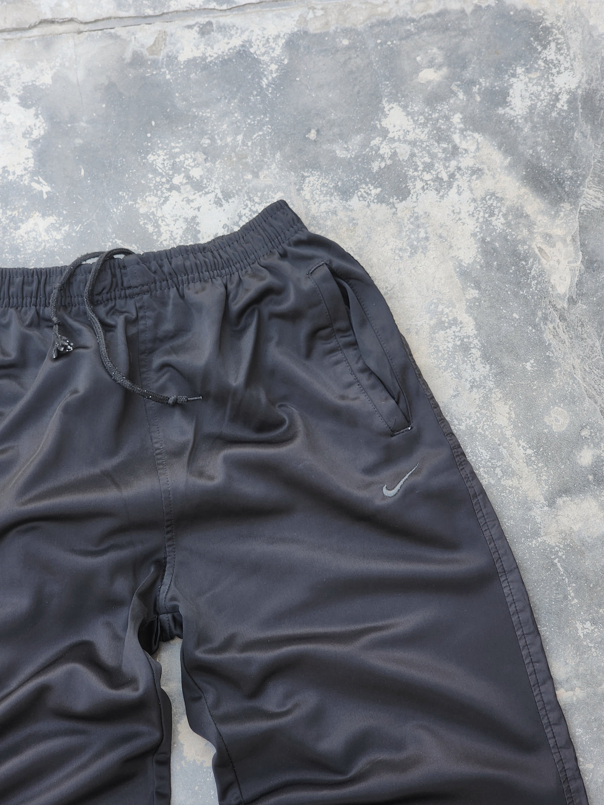 Nike Black and Silver Piping Polyester Trackpants (M/L)