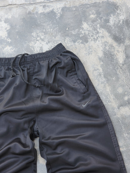 Nike Black and Silver Piping Polyester Trackpants (M/L)
