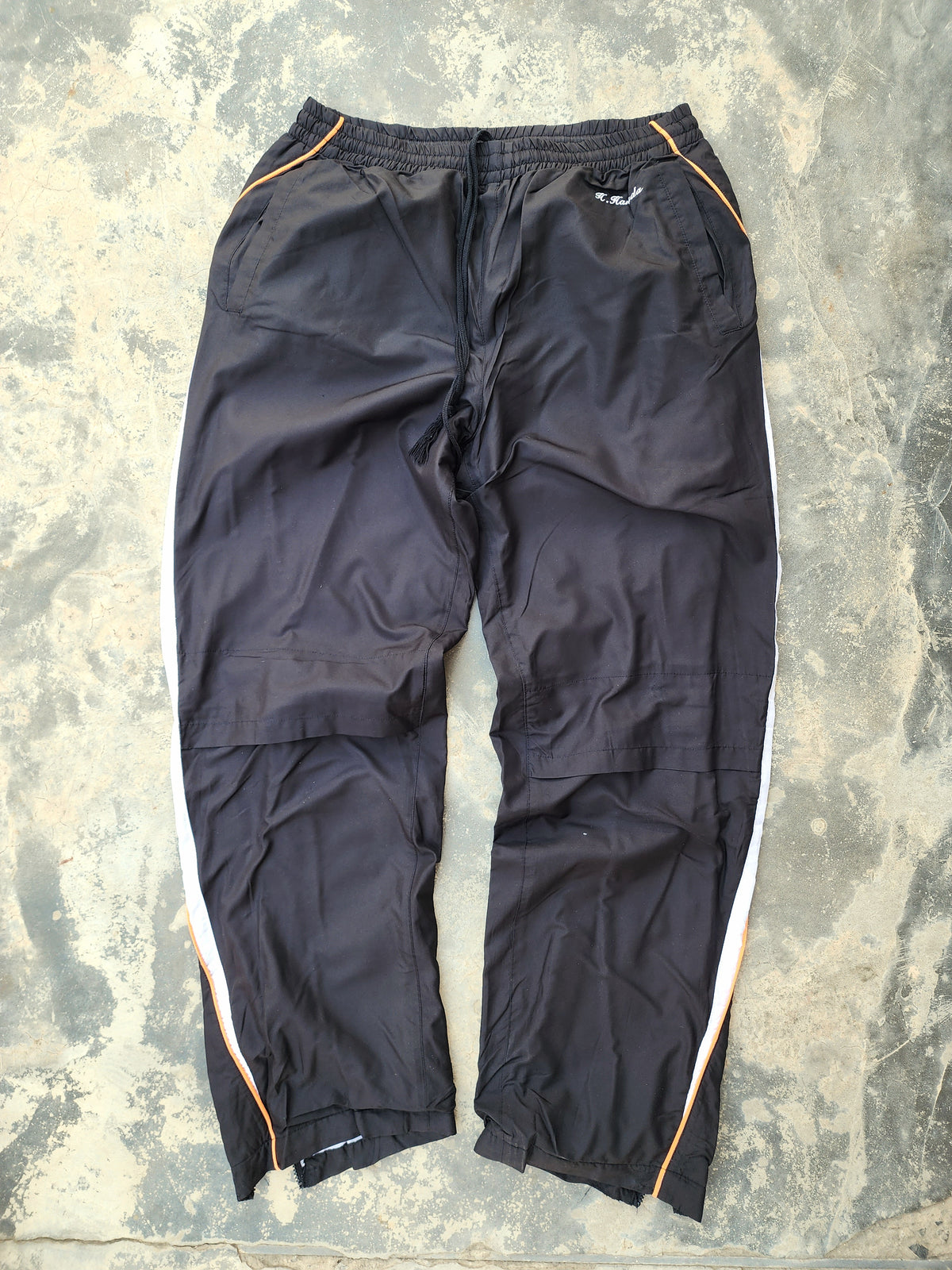H.Harada Black and White Yellow Piping Trackpants (S/M)