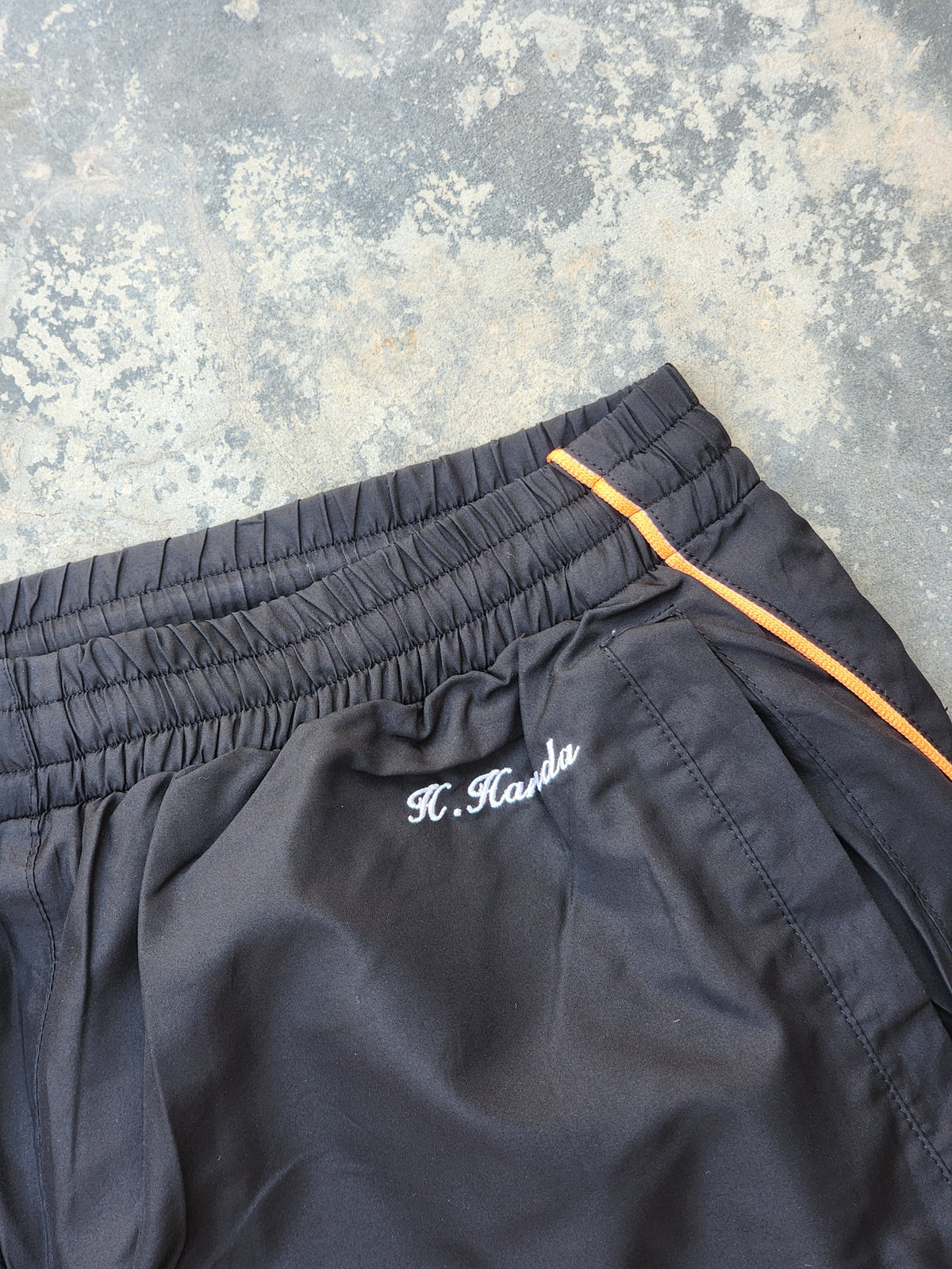 H.Harada Black and White Yellow Piping Trackpants (S/M)