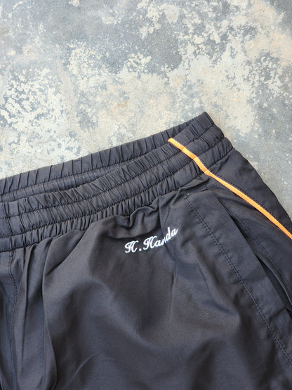 H.Harada Black and White Yellow Piping Trackpants (S/M)