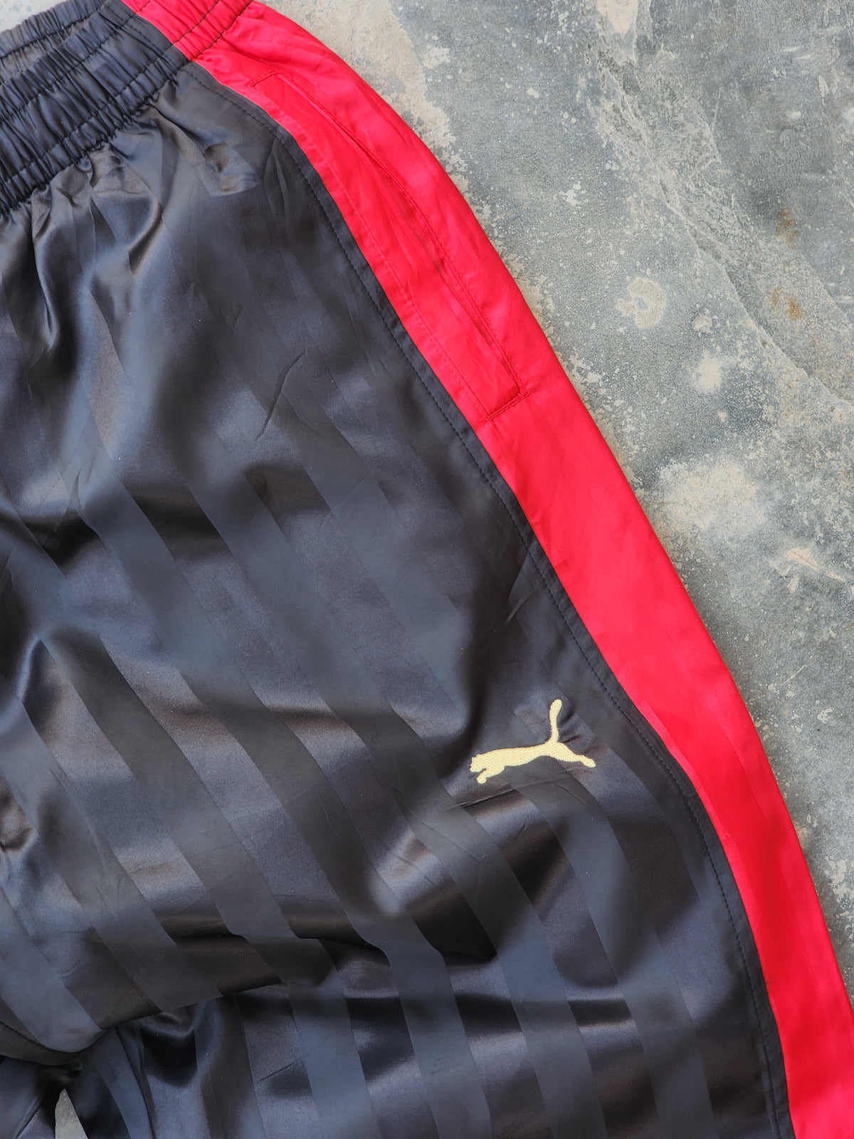 Vintage Puma Stripes Black / Red and Gold Trackpants (M)