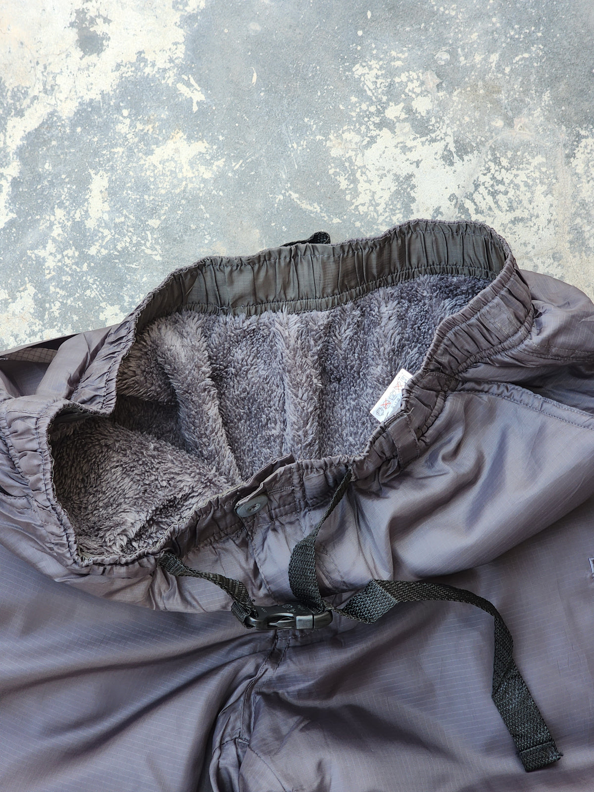 First Down Gray Fur Insulated Trackpants (M)