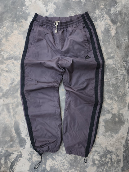 Vintage Adidas 90s Dark Purplish Black Striped Trackpants (L)