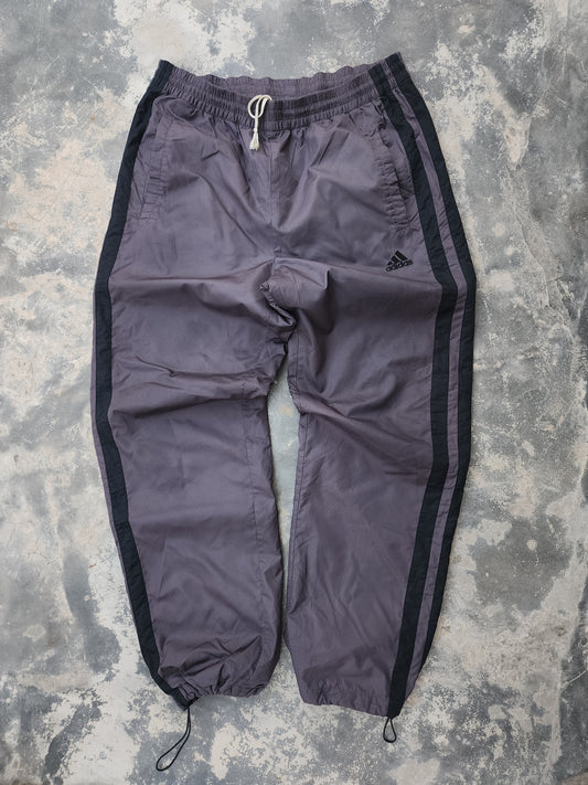 Vintage Adidas 90s Dark Purplish Black Striped Trackpants (L)