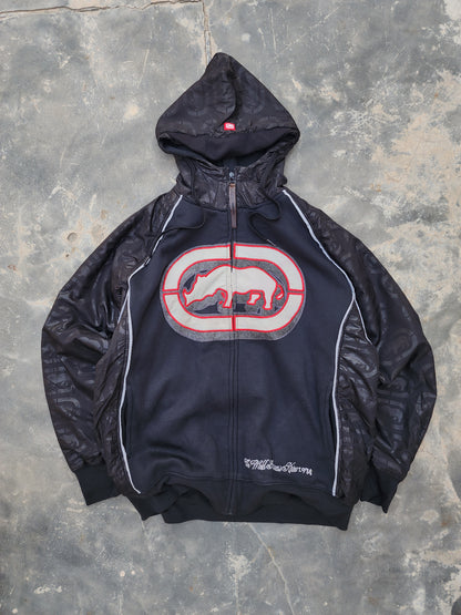 Vintage Y2K Ecko Unltd "World Famous Rhino" Raglan Full-Zip Hoodie Jacket (M)