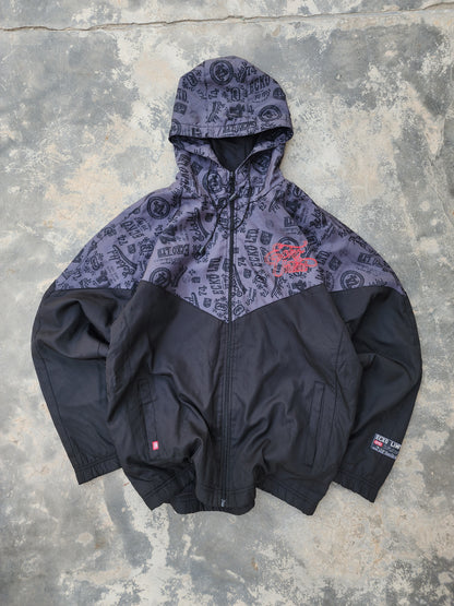 Vintage Ecko Unltd. All-Over Graphic Print Two-Tone Chevron Windbreaker Jacket (S/M)