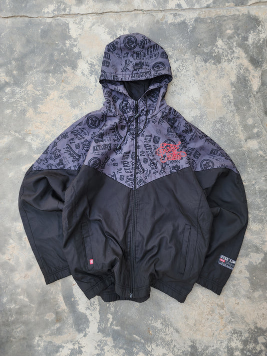 Vintage Ecko Unltd. All-Over Graphic Print Two-Tone Chevron Windbreaker Jacket (S/M)
