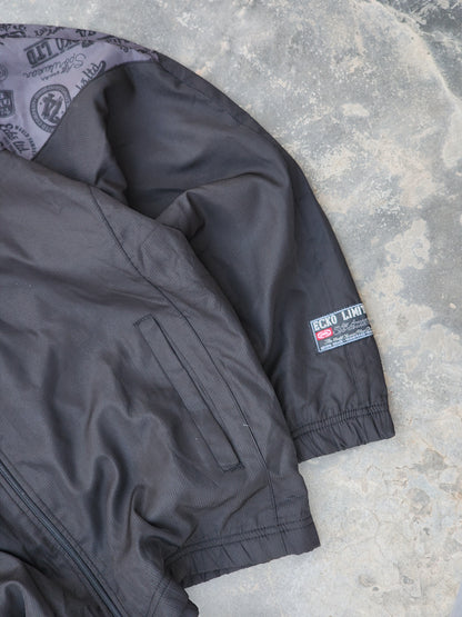 Vintage Ecko Unltd. All-Over Graphic Print Two-Tone Chevron Windbreaker Jacket (S/M)