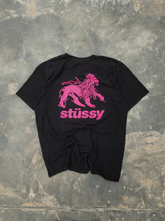 Stüssy Rasta Lion T-Shirt Black and Pink (L)