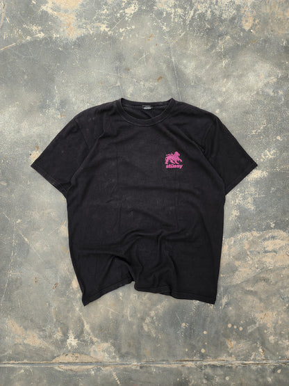 Stüssy Rasta Lion T-Shirt Black and Pink (L)