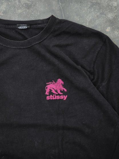 Stüssy Rasta Lion T-Shirt Black and Pink (L)