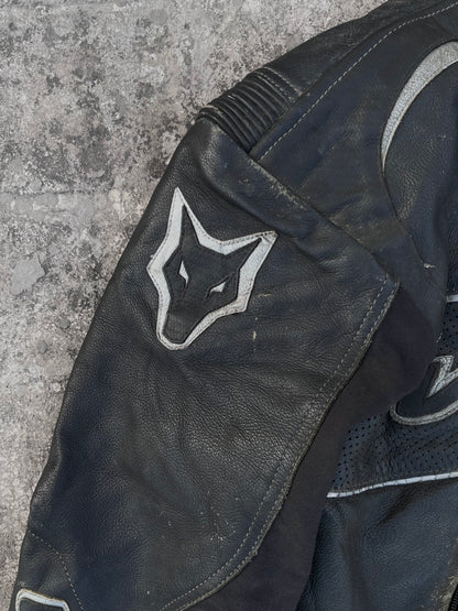 Vintage Wolf Leather Biker Jacket (L)