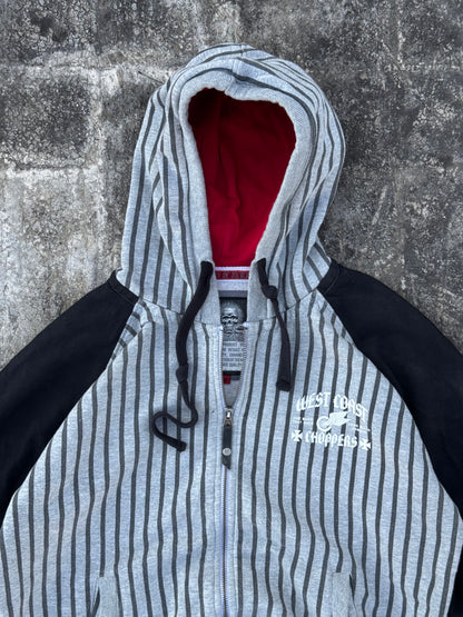 Vintage Y2K West Coast Choppers Long Beach Pinstripe Full Zip Hoodie (M)