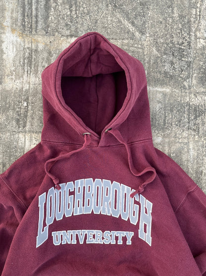 Vintage Maroon Loughborough University hoodie Cropped and Baggy Fit (S/M)