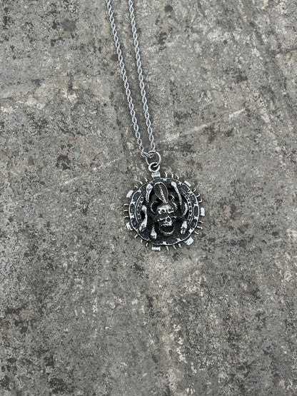 Vintage Skull and Snakes Shield Pendant