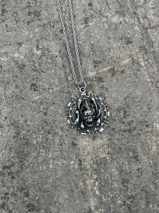 Vintage Skull and Snakes Shield Pendant