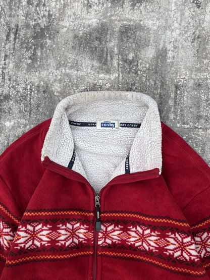 Cosby Red Snowflake Zipper Jacket (L)