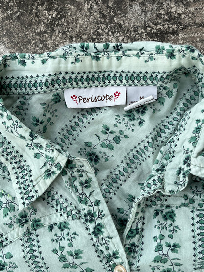Periscope Green Leaves Y2K women's Button Down (M)