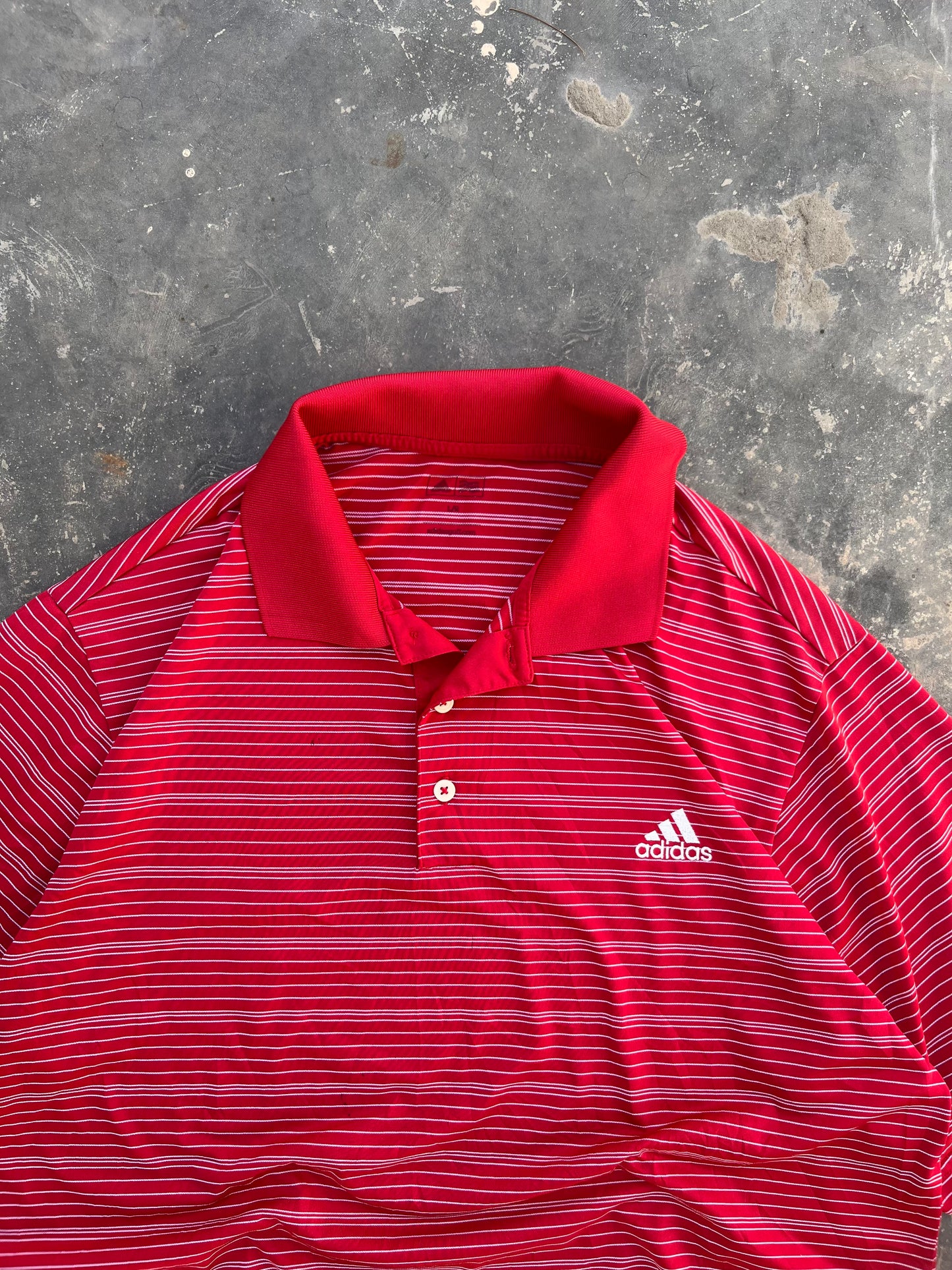 Adidas Red/White Jersey Polo (L)