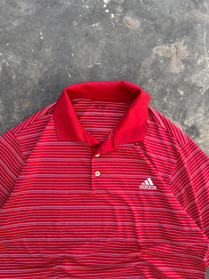 Adidas Red/White Jersey Polo (L)
