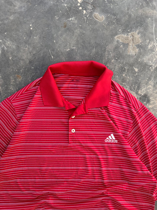 Adidas Red/White Jersey Polo (L)