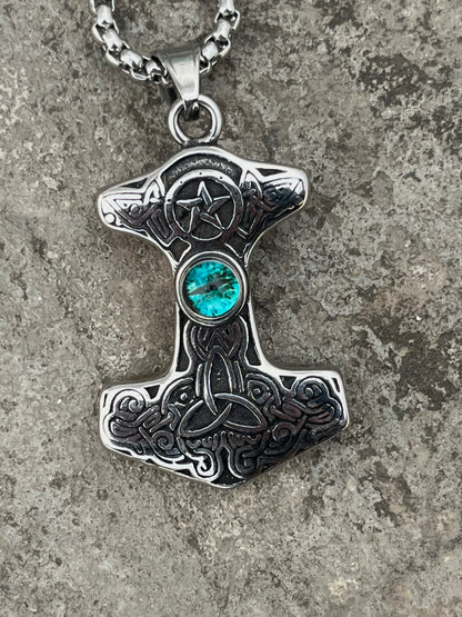Mythic Thor's Hammer Blue Eye Pendant