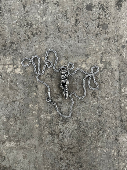 Ancient Engraving Silver Tooth Necklace