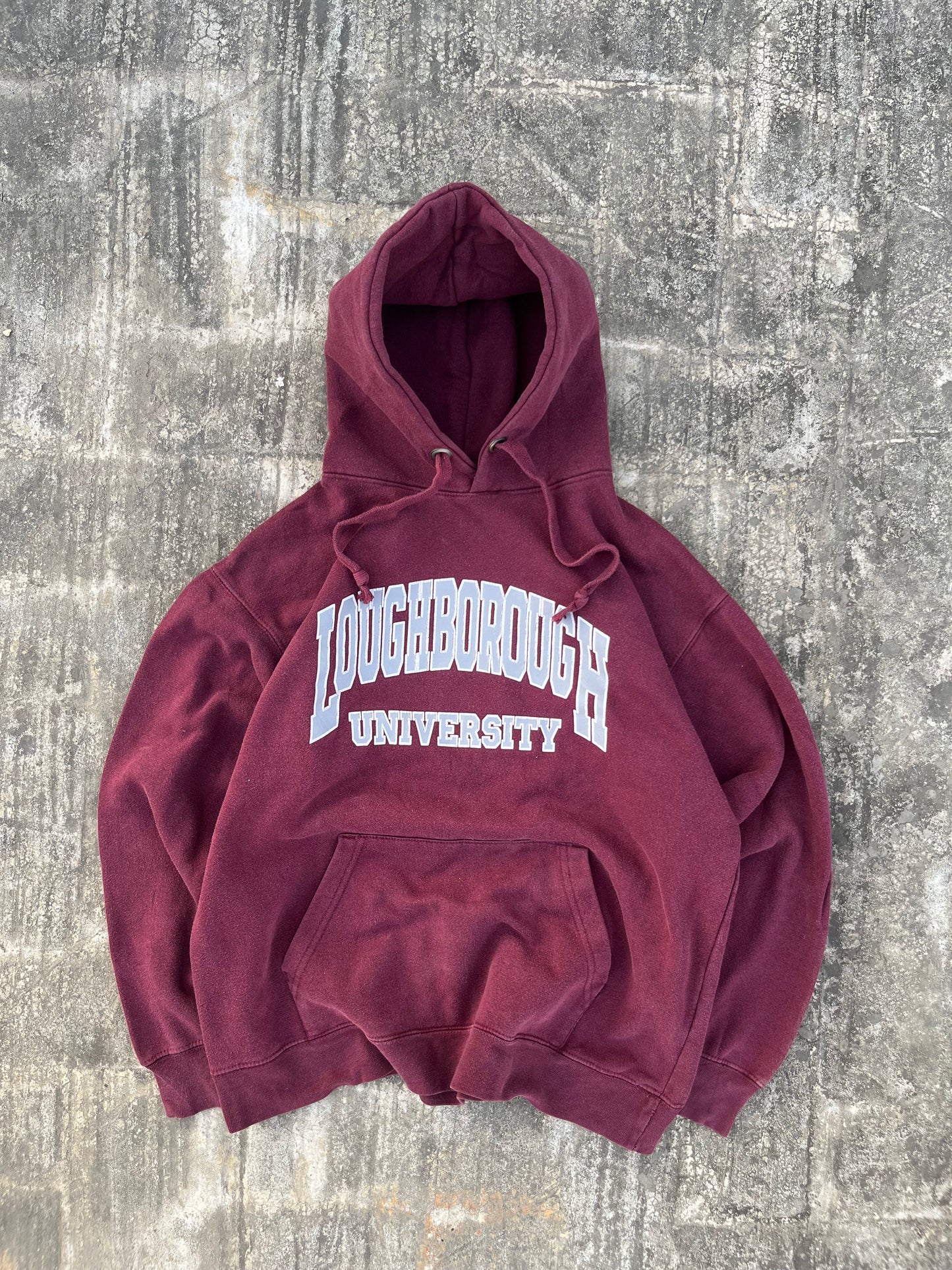 Vintage Maroon Loughborough University hoodie Cropped and Baggy Fit (S/M)