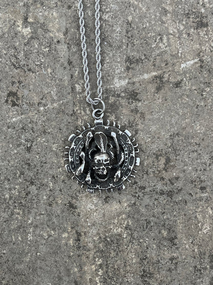 Vintage Skull and Snakes Shield Pendant