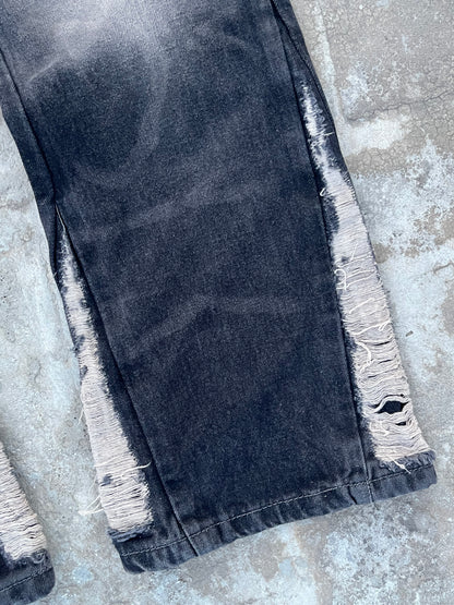 Firetrap Y2K Black Flared Distressed Jeans (32)