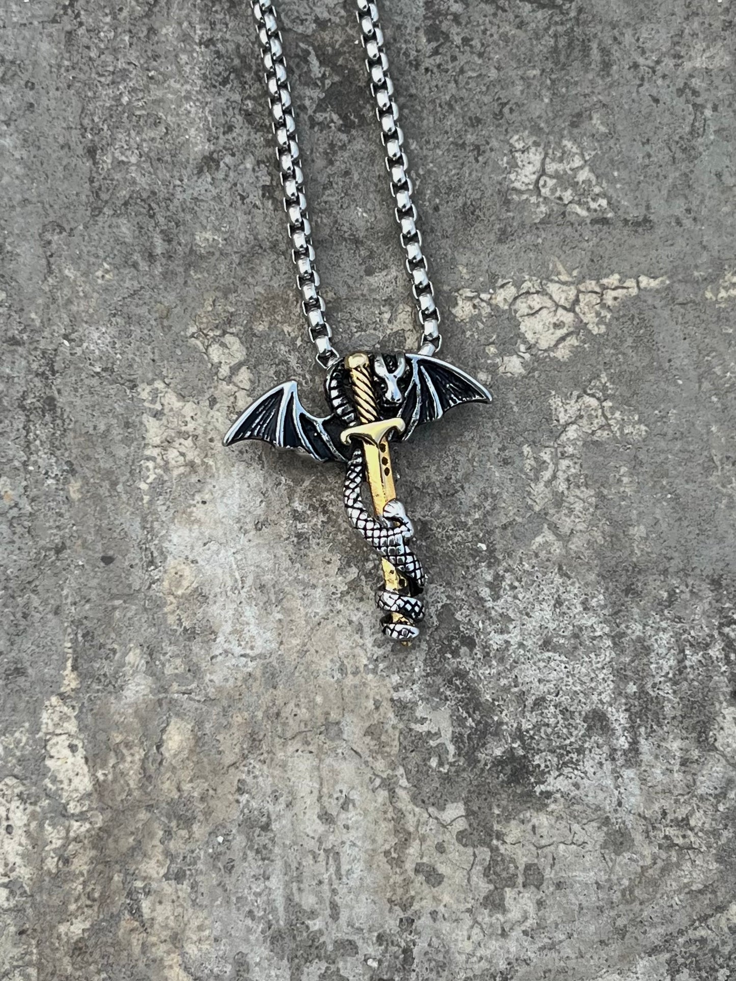 Vintage Snake and Sword Pendant