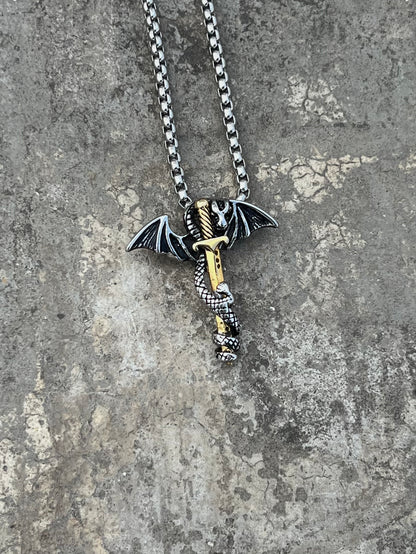 Vintage Snake and Sword Pendant